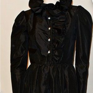 Rare Vintage  60s Jack Bryan Taffeta Cocktail Black Dress Zs 12